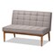 Baxton Studio Sanford Mid-Century Grey Fabric and Walnut Brown Finished Wood 2-PC Dining Nook Banquette Set 184-11340-Zoro - alternate 2